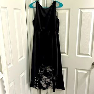 black dress with flower underprint